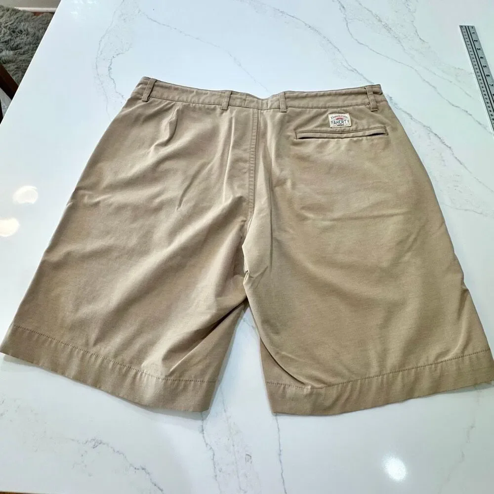 Faherty All Day Hybrid Shorts. Tan. Size 34.